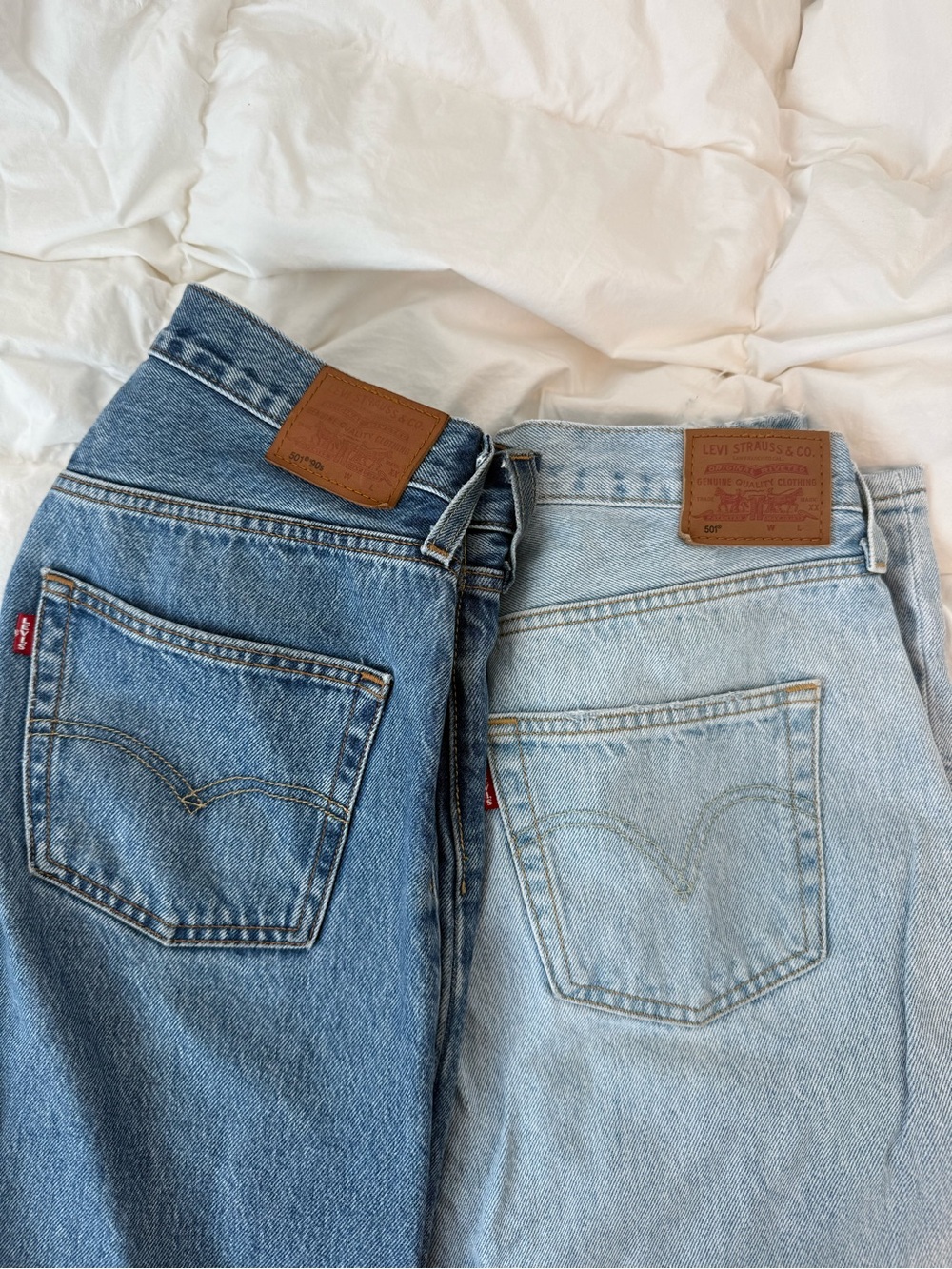 Levi's Women’s Straight Jeans in Dark Blue and Light Blue Denim